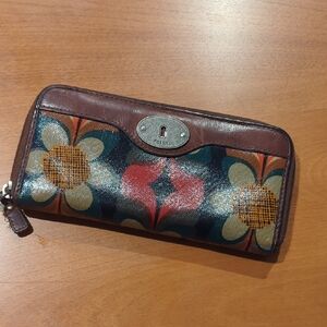 Fossil Women's Floral Wallet - Brown and Multicolor